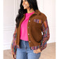Brown Sherpa with Multi-Colored Sleeves
