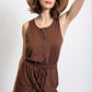 Butter Soft Half Hip Sleeveless Romper Dress in Java