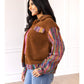 Brown Sherpa with Multi-Colored Sleeves
