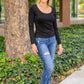 Can You Believe It Basic Long Sleeve Top In Black