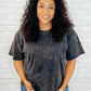 Casual Basic Drop Shoulder Oversized Tee in Ash Black