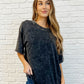 Casual Basic Drop Shoulder Oversized Tee in Ash Black