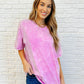 Casual Basic Drop Shoulder Oversized Tee in Bright Mauve