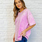 Casual Basic Drop Shoulder Oversized Tee in Bright Mauve