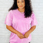 Casual Basic Drop Shoulder Oversized Tee in Bright Mauve
