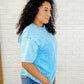 Casual Basic Drop Shoulder Oversized Tee in Deep Sky