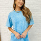 Casual Basic Drop Shoulder Oversized Tee in Deep Sky