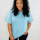 Casual Basic Drop Shoulder Oversized Tee in Dusty Teal