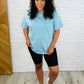 Casual Basic Drop Shoulder Oversized Tee in Dusty Teal