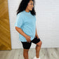 Casual Basic Drop Shoulder Oversized Tee in Dusty Teal