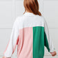 Chip Off the Old Colorblock V-Neck Henley in Green