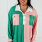 Chip Off the Old Colorblock V-Neck Henley in Green
