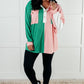 Chip Off the Old Colorblock V-Neck Henley in Green