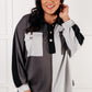 Chip Off the Old Colorblock V-Neck Henley in Grey
