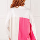 Chip Off the Old Colorblock V-Neck Henley in Pink