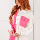 Chip Off the Old Colorblock V-Neck Henley in Pink