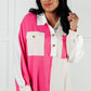 Chip Off the Old Colorblock V-Neck Henley in Pink