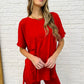 Comfy Cruising Top and Biker Shorts Set in Ruby