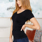 Everyday Scoop Neck Short Sleeve Top in Black