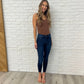 Fallon Mid Rise Adjustable Waist Raw Hem Skinny Jeans