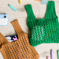 Girls Day Open Weave Bag in Green