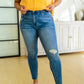 Hi-waisted Dandelion Embroidery Skinny