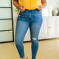Hi-waisted Dandelion Embroidery Skinny