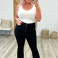 Harriet High Rise Button Fly Bootcut Jeans in Black