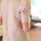 Kelsi Jacquard Puff Sleeve Top In Tan