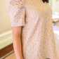 Kelsi Jacquard Puff Sleeve Top In Tan