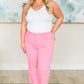 Lisa High Rise Control Top Wide Leg Crop Jeans in Pink