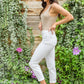 Mid-Rise Boyfriend Destroyed White Jeans