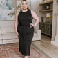 Out on the Town Tie Detail Midi Dress in Charcoal