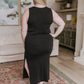 Out on the Town Tie Detail Midi Dress in Charcoal