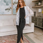 Out on the Town Tie Detail Midi Dress in Charcoal