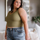 Relevant Ribbed Seamless Reversible Tank in Moss