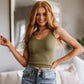 Relevant Ribbed Seamless Reversible Tank in Moss