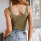 Relevant Ribbed Seamless Reversible Tank in Moss