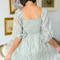 Spotting Fairies Puff Sleeve Dress in Sage