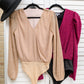 Take Me Out Faux Wrap Bodysuit In Magenta