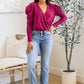 Take Me Out Faux Wrap Bodysuit In Magenta