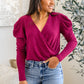 Take Me Out Faux Wrap Bodysuit In Magenta