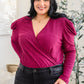 Take Me Out Faux Wrap Bodysuit In Magenta