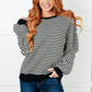 Too Good to Be True Striped Drop Shoulder Top in Black