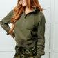 Under Her Spell Half Zip Pullover in Green