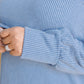 When the Sun Goes Down Mineral Wash Ribbed Knit Top in Vintage Denim