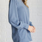 When the Sun Goes Down Mineral Wash Ribbed Knit Top in Vintage Denim