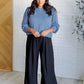 When the Sun Goes Down Mineral Wash Ribbed Knit Top in Vintage Denim