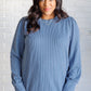 When the Sun Goes Down Mineral Wash Ribbed Knit Top in Vintage Denim