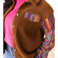 Brown Sherpa with Multi-Colored Sleeves